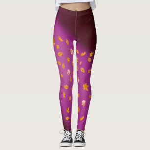 Abstract moonlight autumn leaves roses leggings