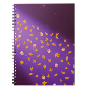 Abstract moonlight autumn leaves roses notebook