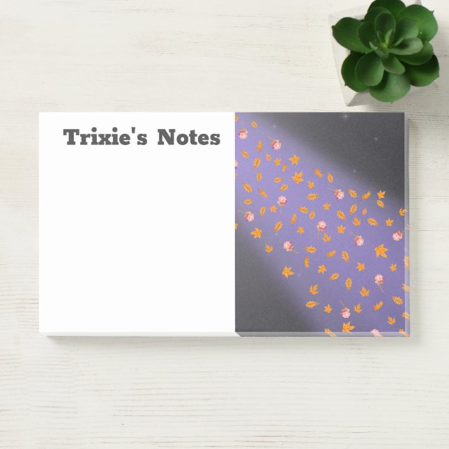Abstract moonlight autumn leaves roses  post-it notes (Office)