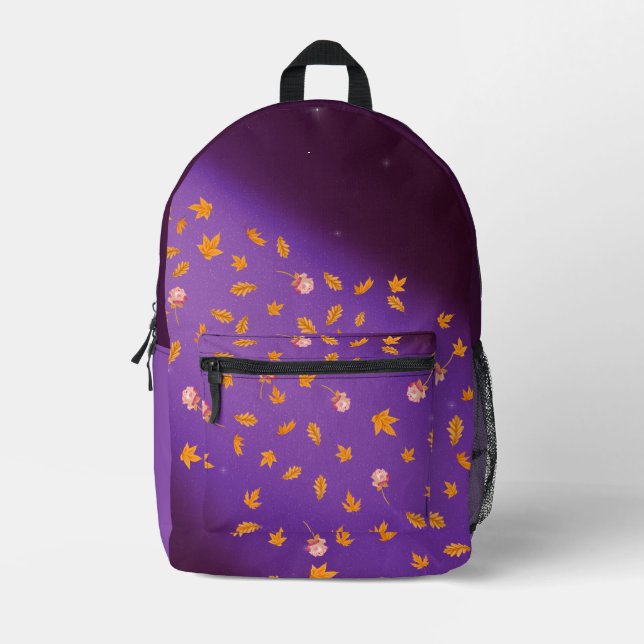Abstract moonlight autumn leaves roses  printed backpack (Front)