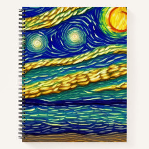 Abstract Moonlight Sky Beach Notebook