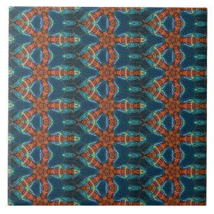 abstract moorish brown stars on green tile
