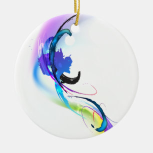 Abstract Morning Glory Paint Splatters Ceramic Tree Decoration