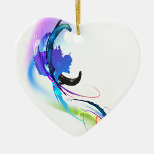 Abstract Morning Glory Paint Splatters Ceramic Tree Decoration