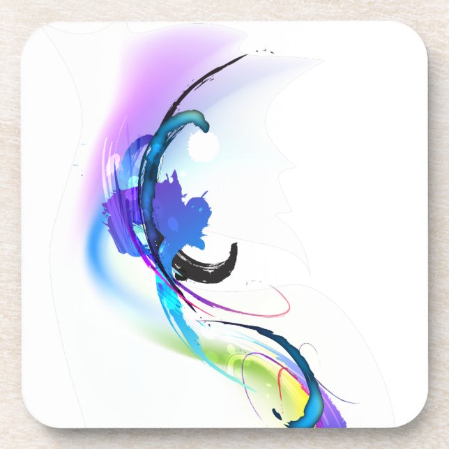 Abstract Morning Glory Paint Splatters Coaster (Front)