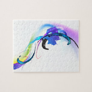 Abstract Morning Glory Paint Splatters Jigsaw Puzzle