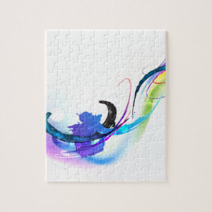 Abstract Morning Glory Paint Splatters Jigsaw Puzzle
