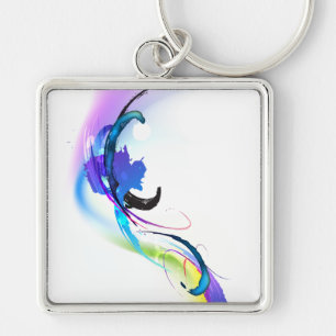 Abstract Morning Glory Paint Splatters Key Ring