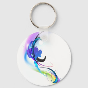 Abstract Morning Glory Paint Splatters Key Ring