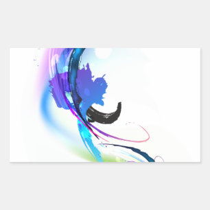 Abstract Morning Glory Paint Splatters Rectangular Sticker