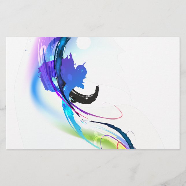 Abstract Morning Glory Paint Splatters Stationery (Front)