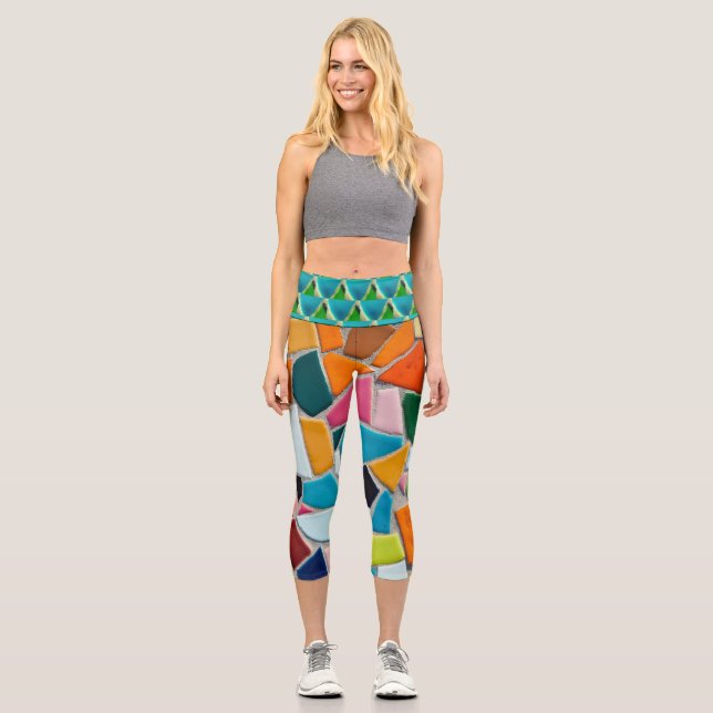 Abstract Mosaic Capri Leggings (Front)
