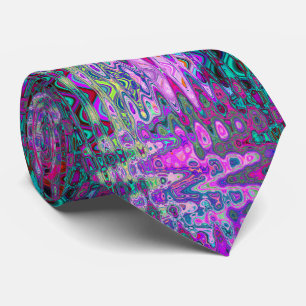 Abstract Mosaic Colourful Magenta Wavy Retro Tie