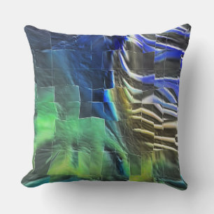 Abstract mosaic drawing lightly carved and satin cushion