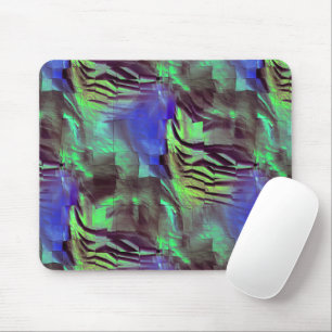 Abstract mosaic drawing of rustic green and blue mouse mat