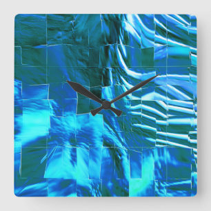 Abstract mosaic drawing, sky with lightly satin? square wall clock