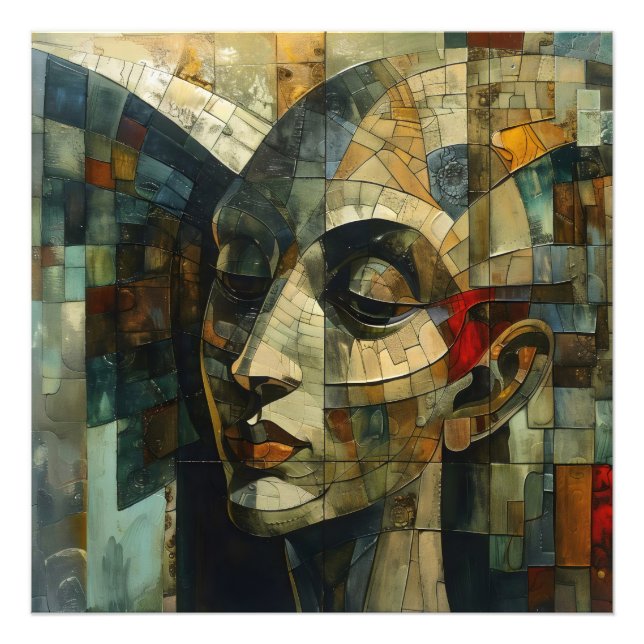 Abstract Mosaic Face Photo Print (Front)