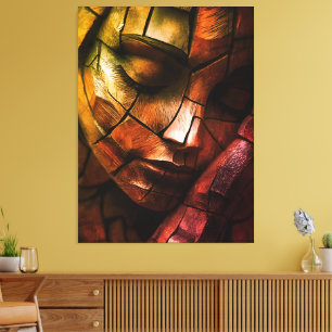 Abstract Mosaic Feminine Face Wall Art – Textured