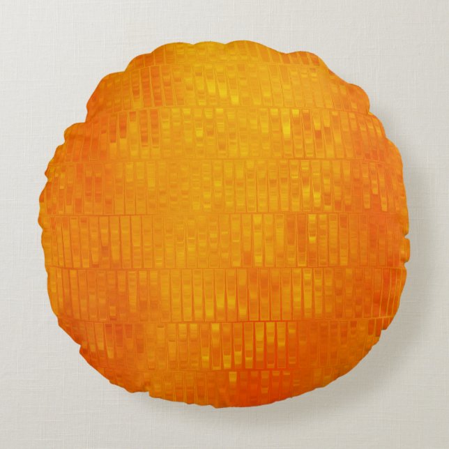 Abstract Mosaic Orange: Bright Gloss Round Cushion (Front)
