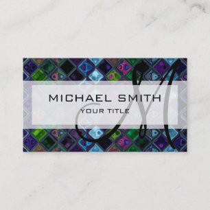 Abstract Mosaic Pattern Custom Monogram #12 Business Card