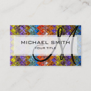 Abstract Mosaic Pattern Custom Monogram #4 Business Card