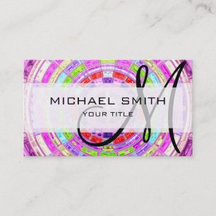 Abstract Mosaic Pattern Custom Monogram #6 Business Card