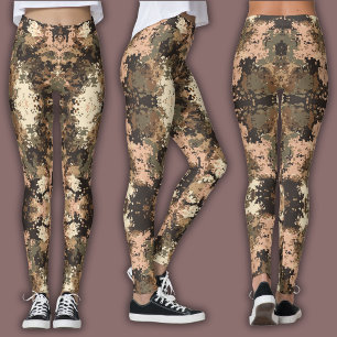 Abstract Mosaic Pattern Earth Tone Digital Camo Leggings