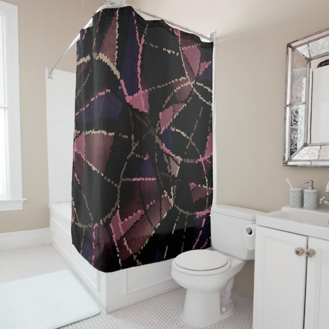 Abstract mosaic pattern shower curtain (In Situ)