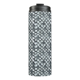 Abstract Mosaic Pattern   Silver Scales Thermal Tumbler