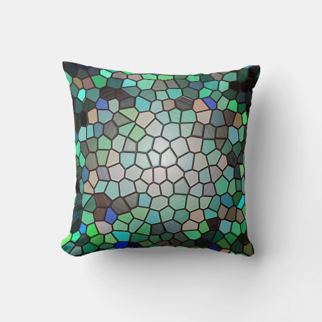 Abstract Mosaic Peacock Feather Cushion (Front)