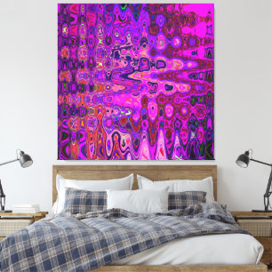 Abstract Mosaic Pink and Purple Wavy Retro Canvas Print