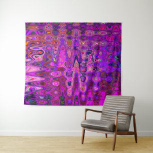 Abstract Mosaic Pink and Purple Wavy Retro Tapestry