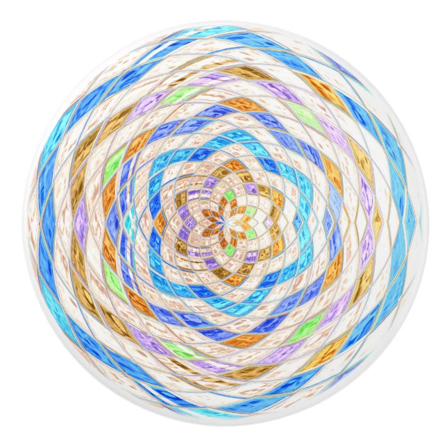 Abstract Mosaic Stained Glass #4 Ceramic Knob (Front)