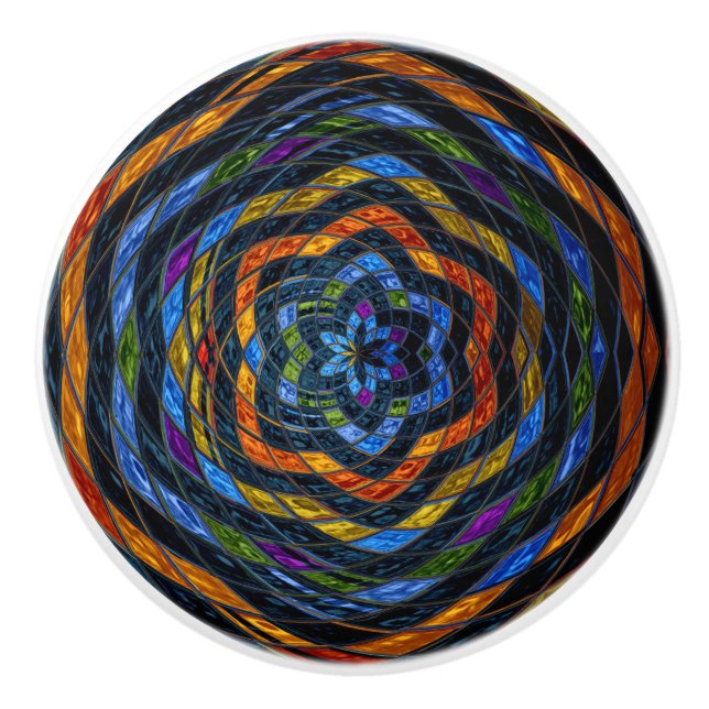 Abstract Mosaic Stained Glass #5 Ceramic Knob (Front)