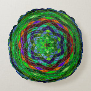 Abstract Mosaic Stained Glass #8 Round Cushion