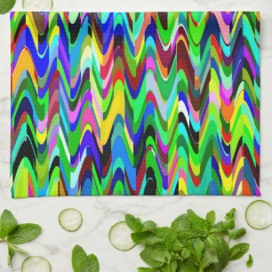 Abstract Mosaic Wave Pattern #3 Tea Towel