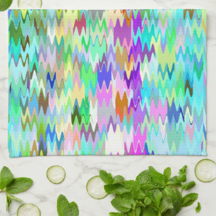 Abstract Mosaic Wave Pattern #5 Tea Towel