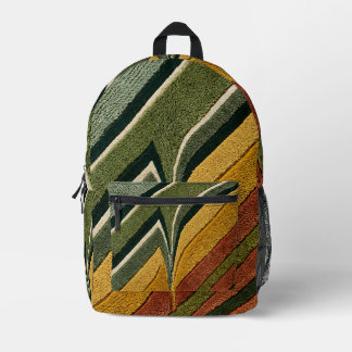 Abstract Moss Forest Rust Stripes Backpack