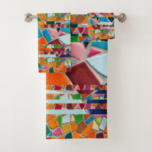 Abstract  Mossaic Pattern Bath Towel Set