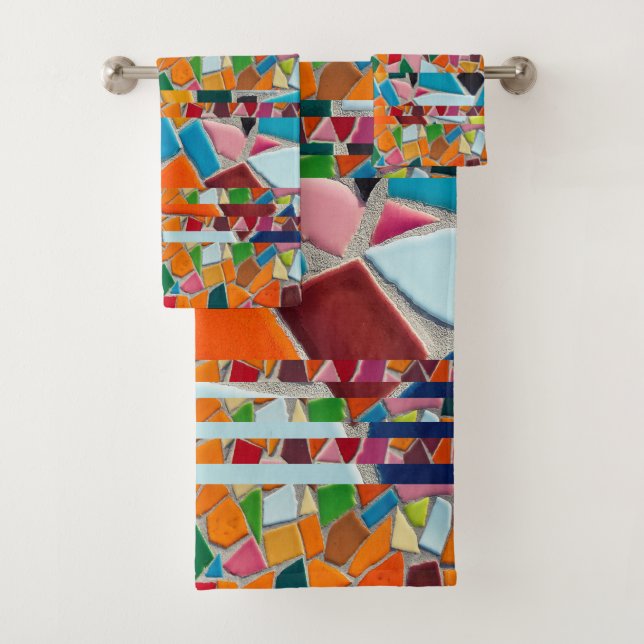Abstract  Mossaic Pattern Bath Towel Set (Insitu)