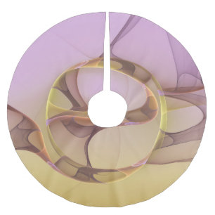 Abstract Motions Modern Pink Golden Fractal Art Brushed Polyester Tree Skirt