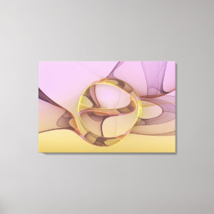Abstract Motions Modern Pink Golden Fractal Art Canvas Print
