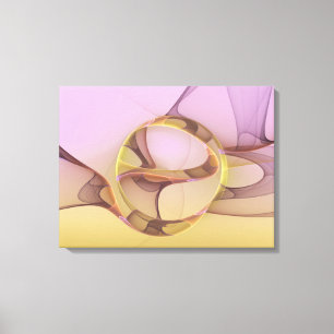 Abstract Motions Modern Pink Golden Fractal Art Canvas Print