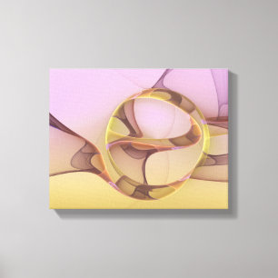 Abstract Motions Modern Pink Golden Fractal Art Canvas Print
