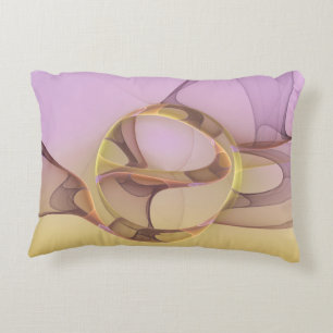 Abstract Motions Modern Pink Golden Fractal Art Decorative Cushion