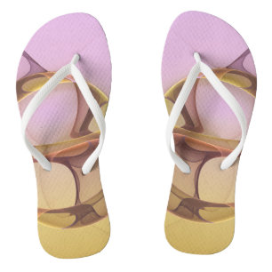 Abstract Motions Modern Pink Golden Fractal Art Flip Flops