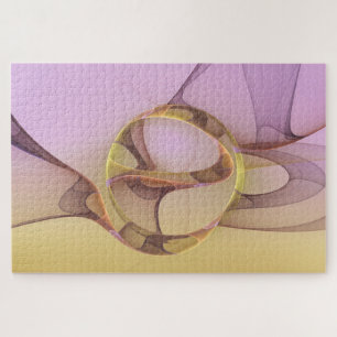 Abstract Motions Modern Pink Golden Fractal Art Jigsaw Puzzle