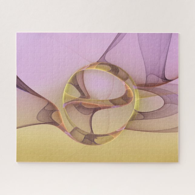 Abstract Motions Modern Pink Golden Fractal Art Jigsaw Puzzle (Horizontal)