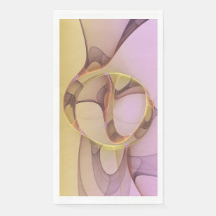 Abstract Motions Modern Pink Golden Fractal Art Napkin