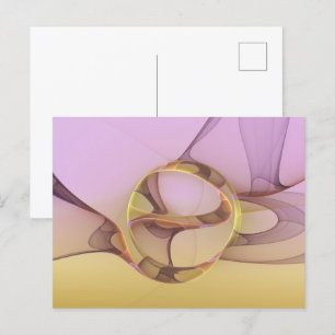 Abstract Motions Modern Pink Golden Fractal Art Postcard